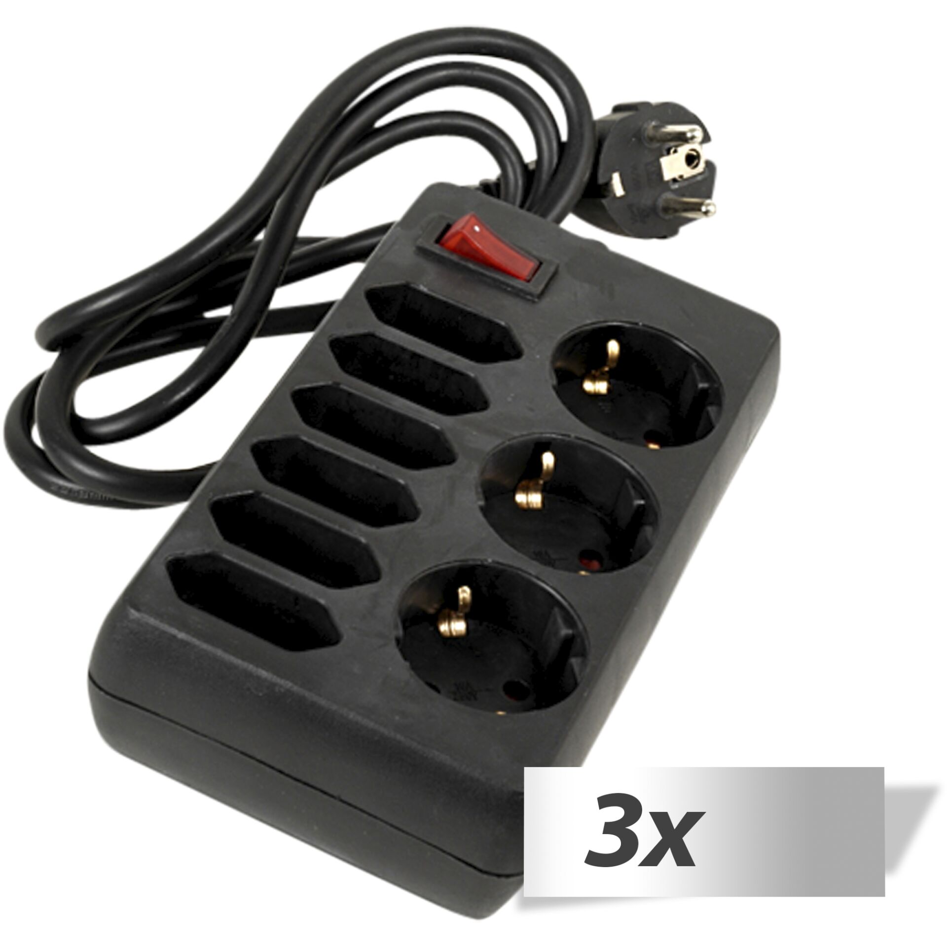 3x1 REV Tischsteckdose 9-fach 1,4 m mit Schalter schwarz