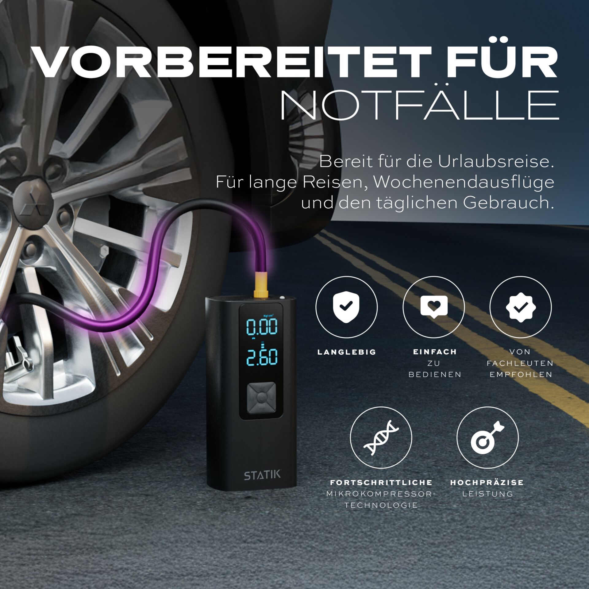 STATIK TireHero Wireless Air Pump 6000mAh Black
