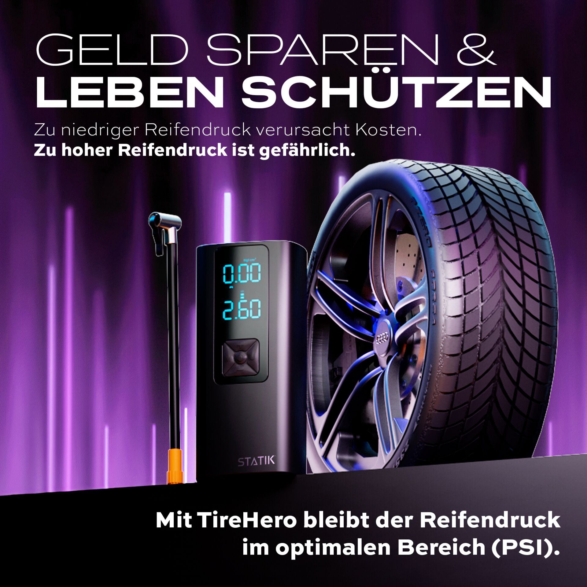 STATIK TireHero Wireless Air Pump 6000mAh Black