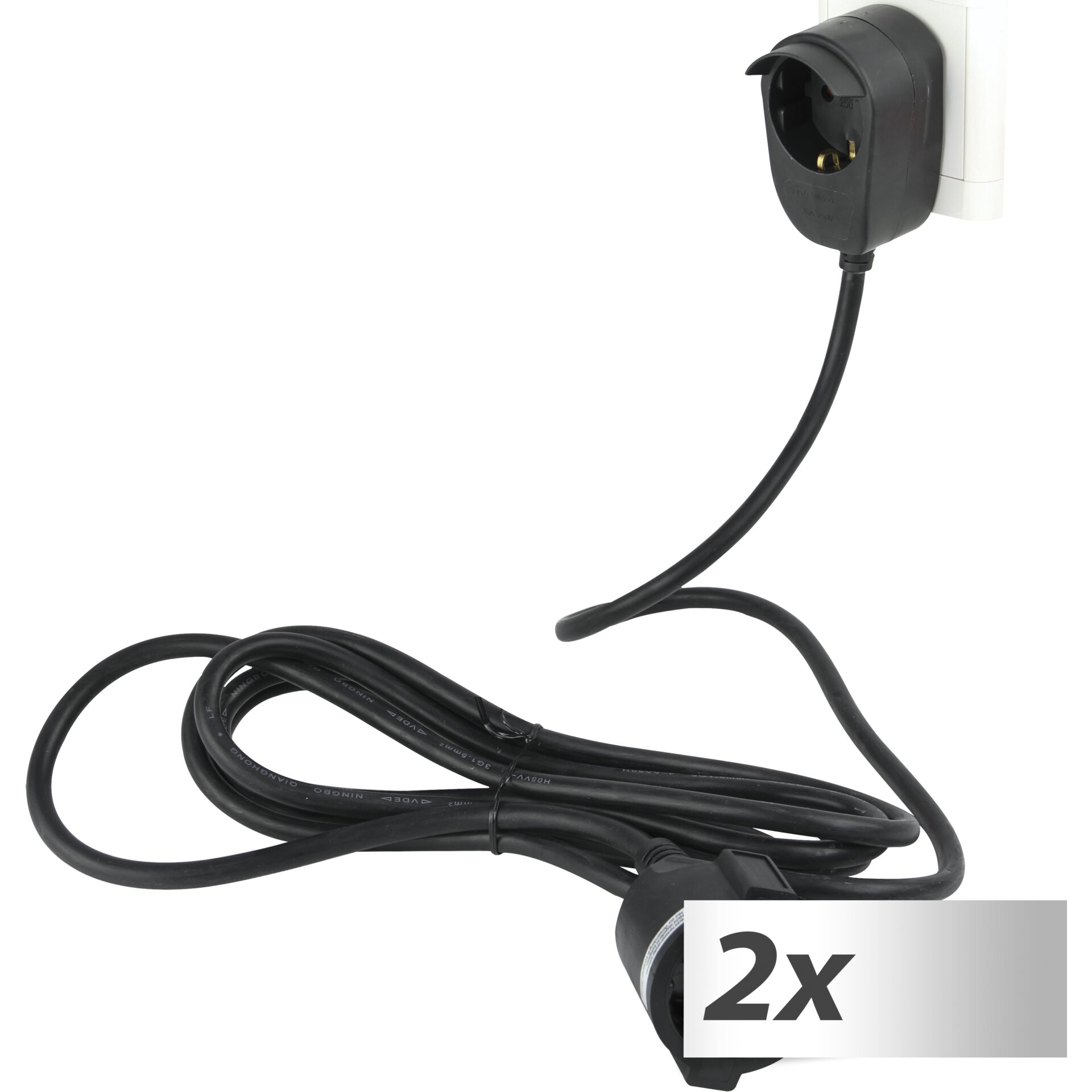 2x1 REV Verlängerung Powersplit 5m schwarz