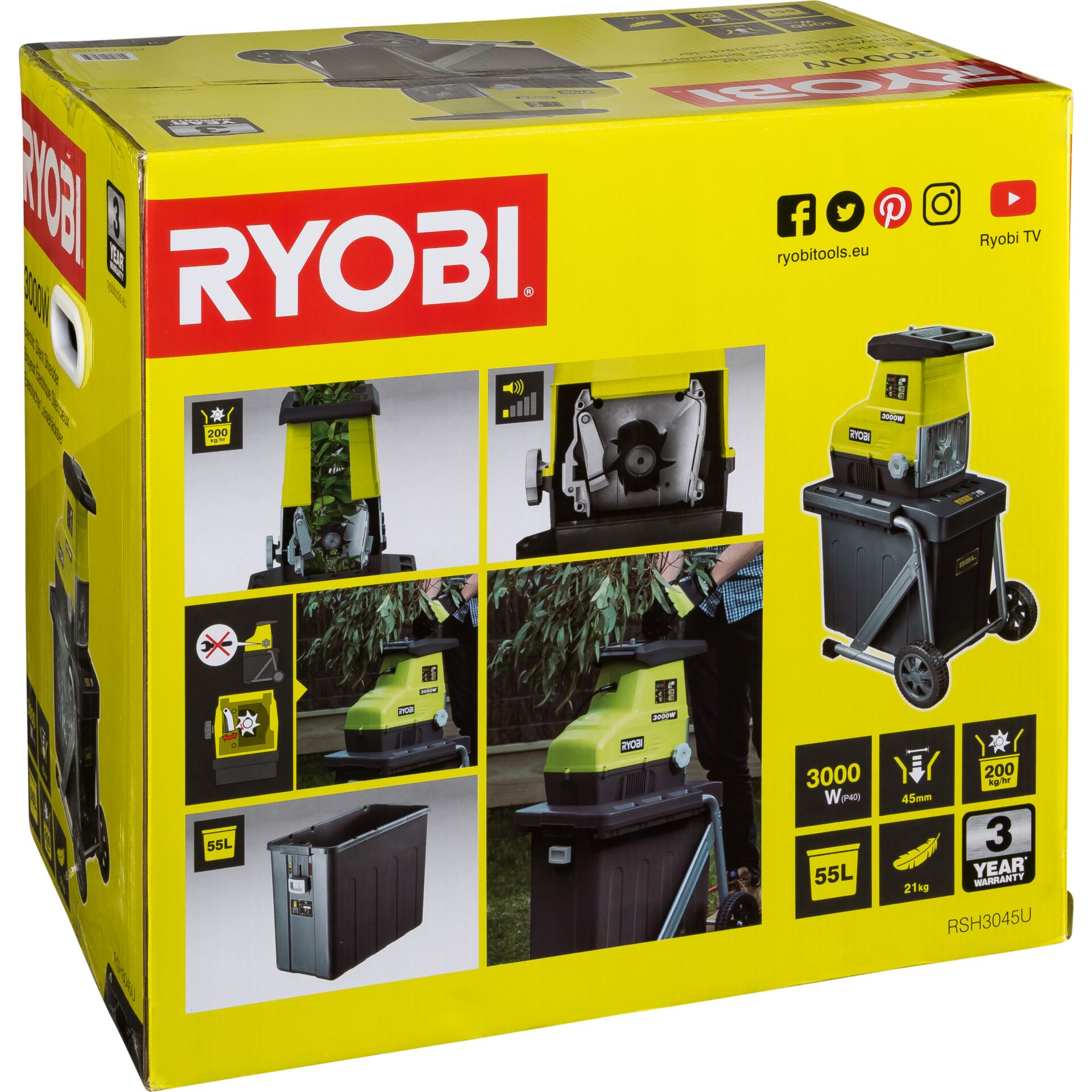 Ryobi RSH3045U 3000 W Elektro-Leisehäcksler