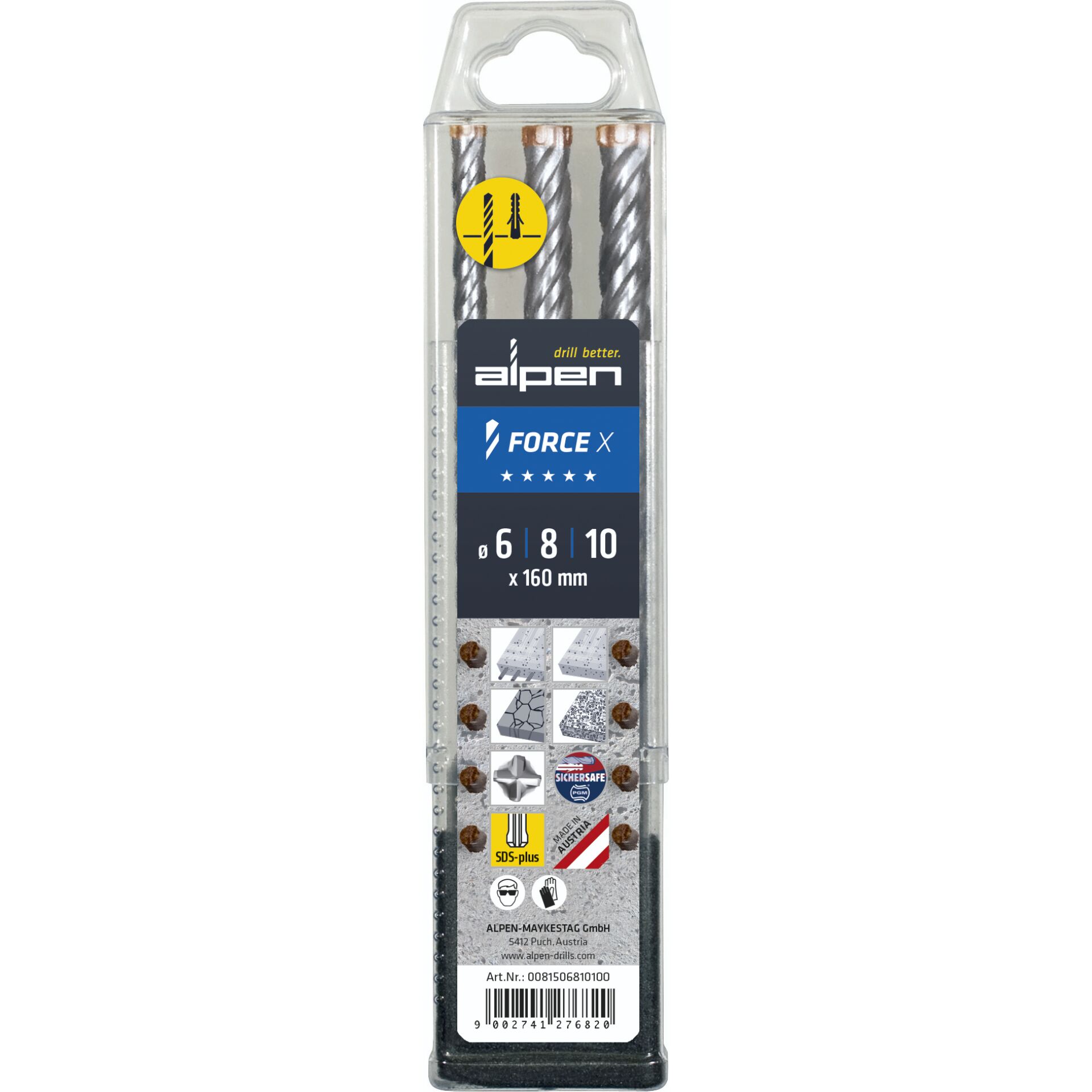 Alpen SDS+ FORCE X Box 3 tlg. 6- 8-10x160