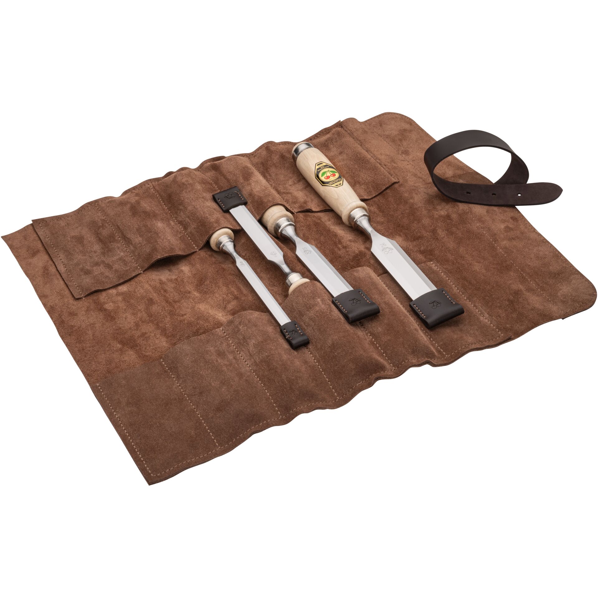 Kirschen Stechbeitelsatz 4-tlg. Ledertasche 10-16-20-26