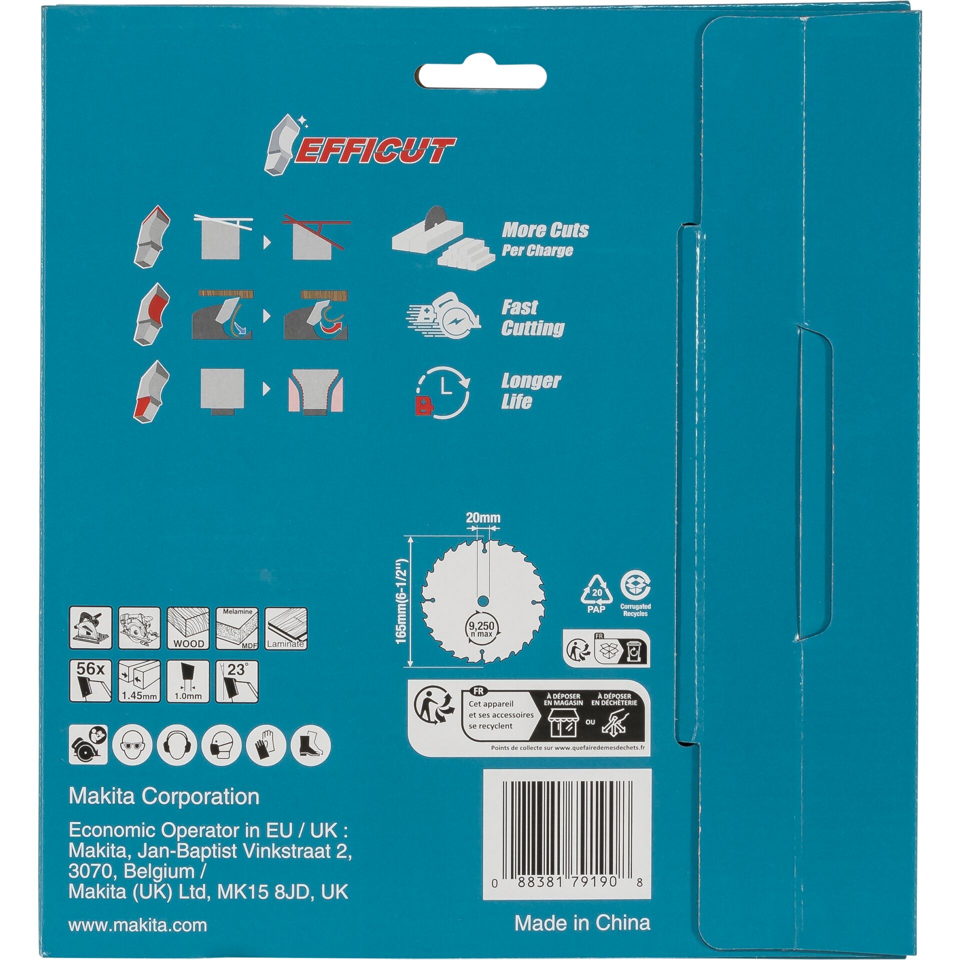 Makita  B-57336-2 EFFICUT Sägeblatt 165x20x56Z