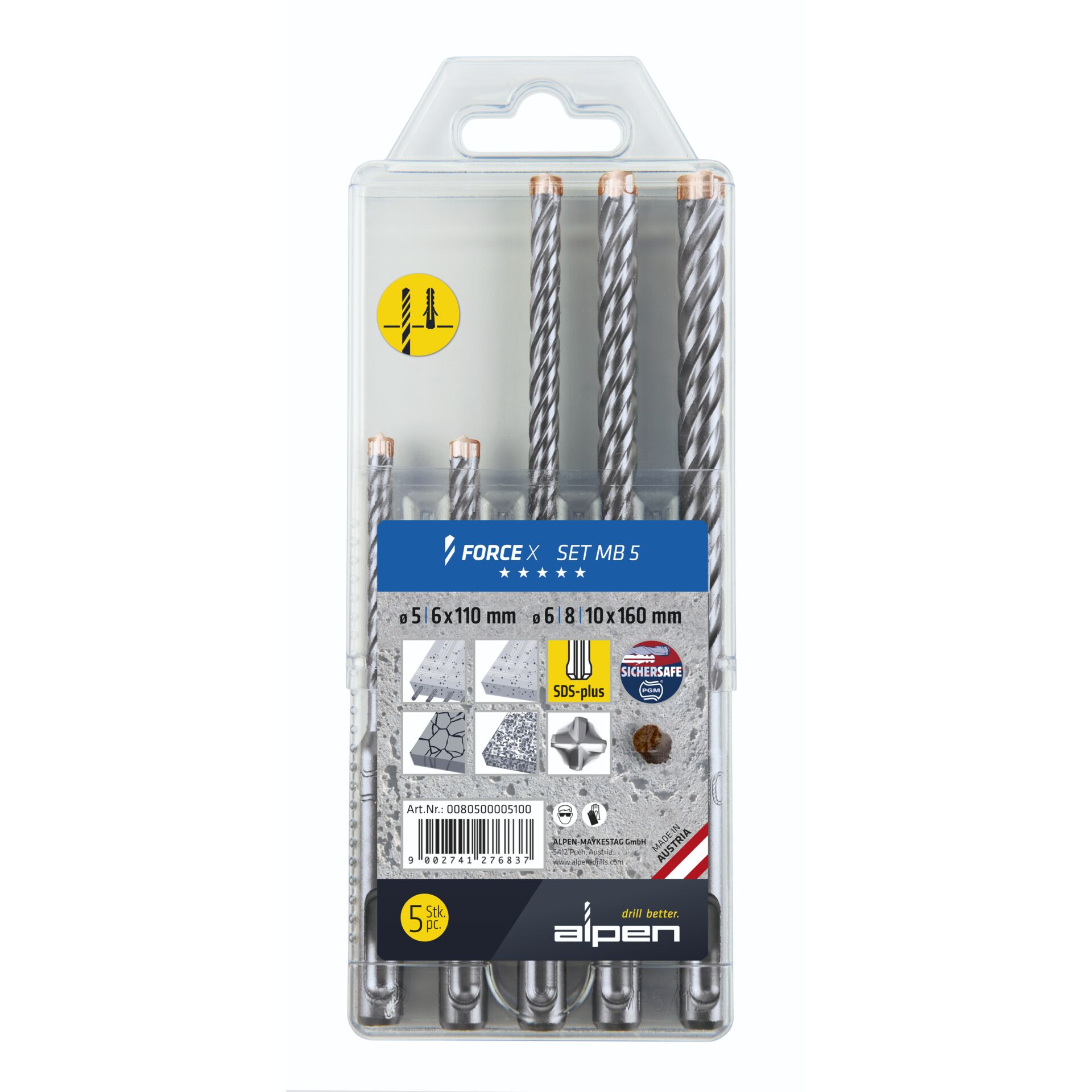 Alpen Satz SDS+ FORCE X MB 5 (805+815)