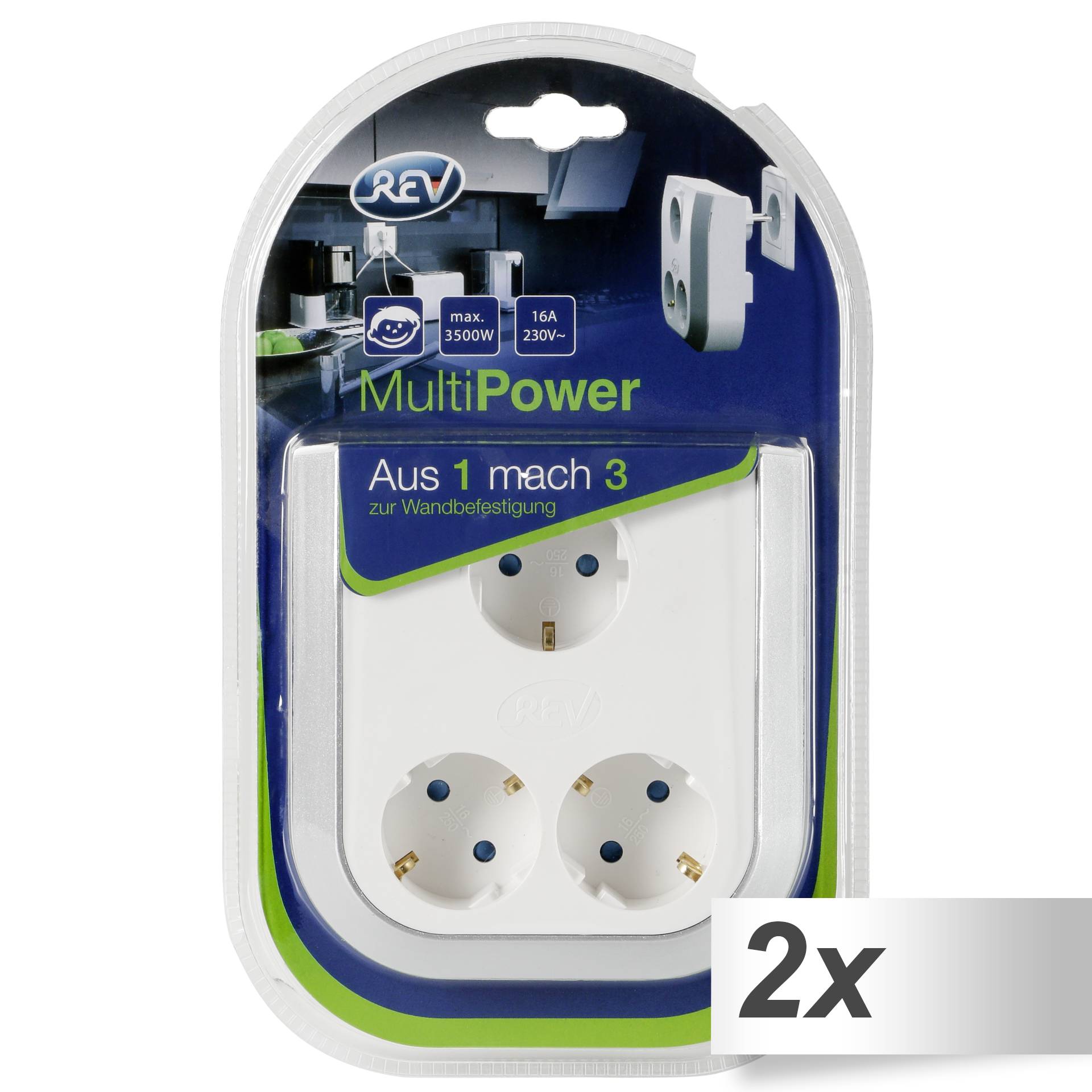 2x REV MultiPower 3-fach Steckdosenerweiterung
