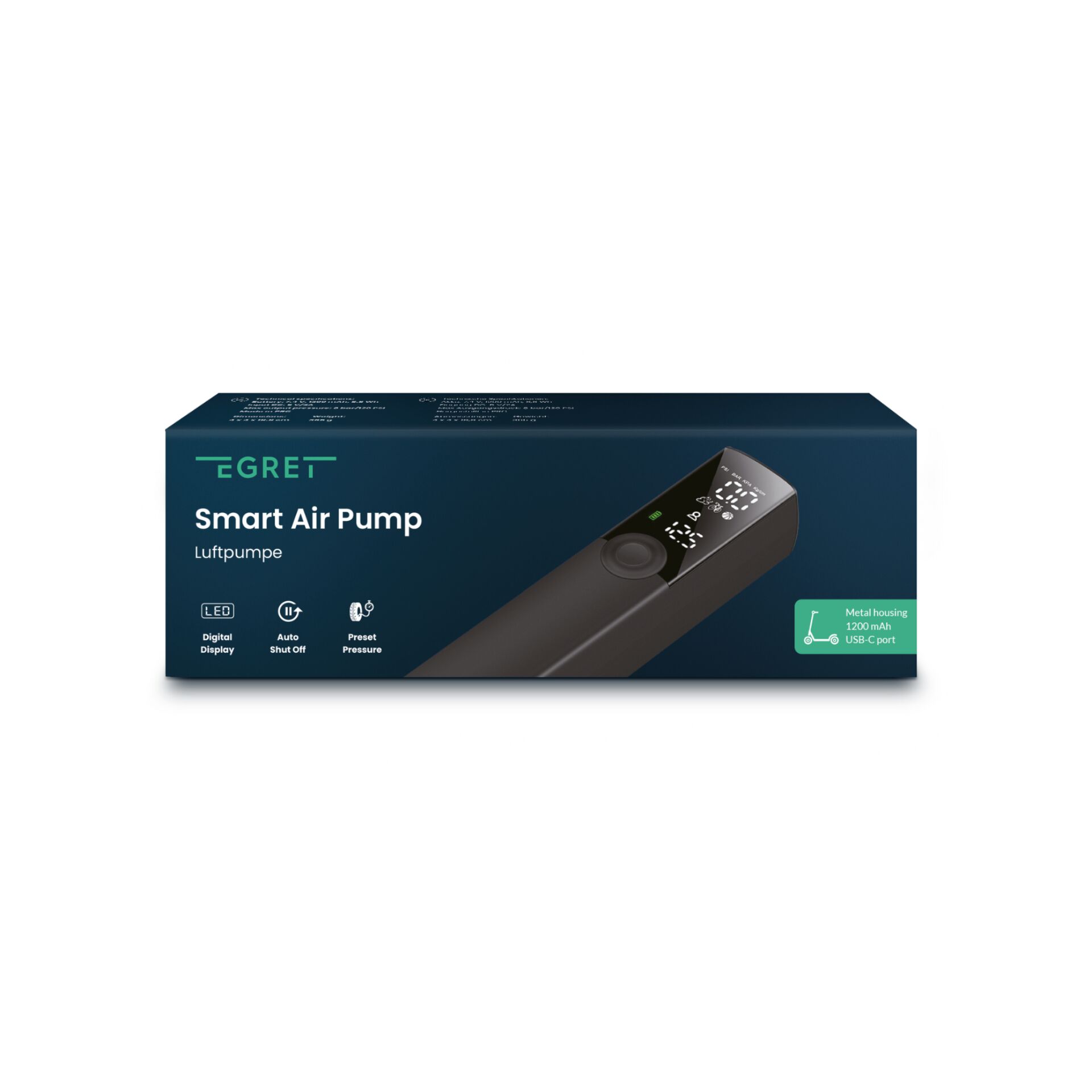 Egret Smart Luftpumpe E-Bike/Scooter/Roller