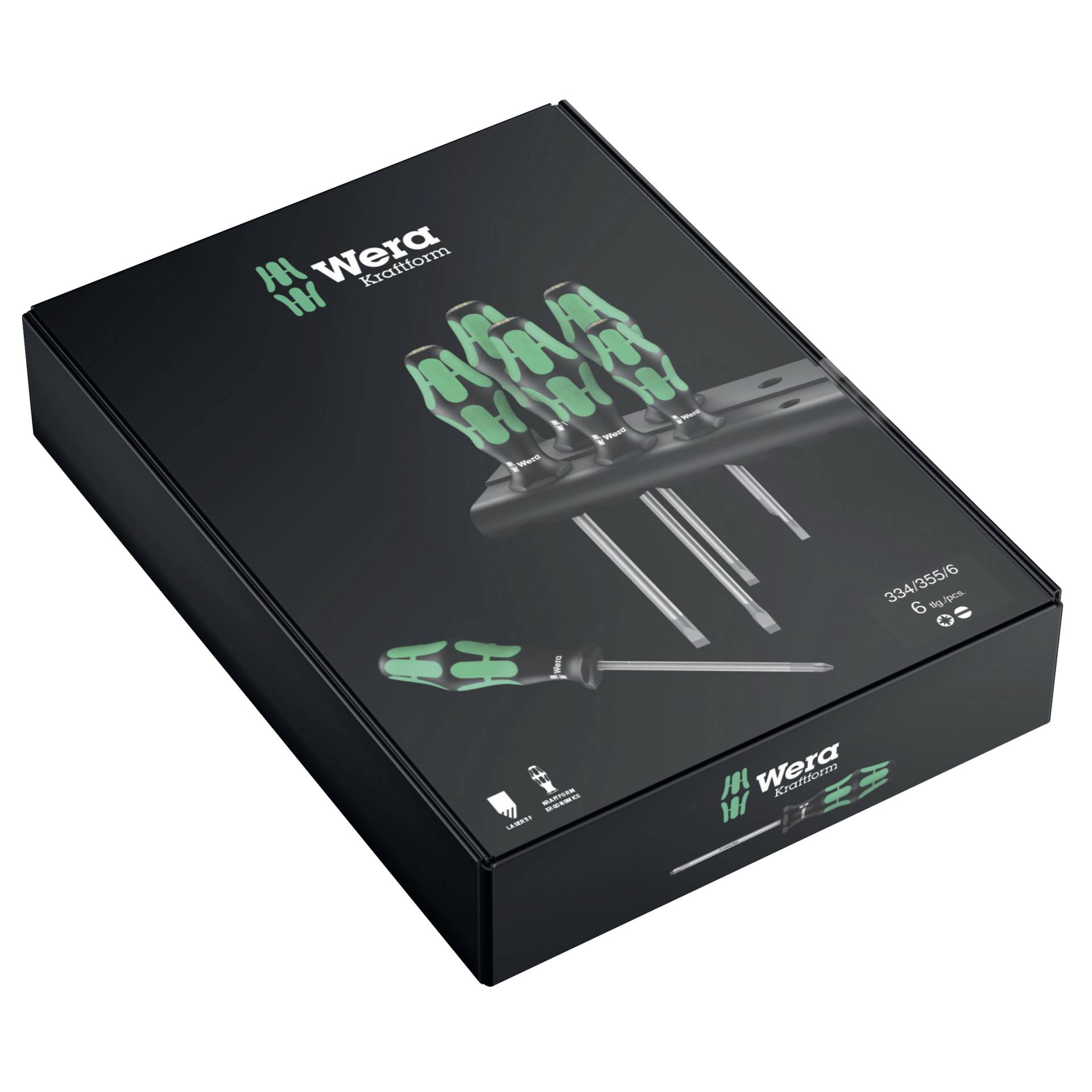 Wera 334/355/6 Kraftform Plus Lasertip Schraubendrehersatz