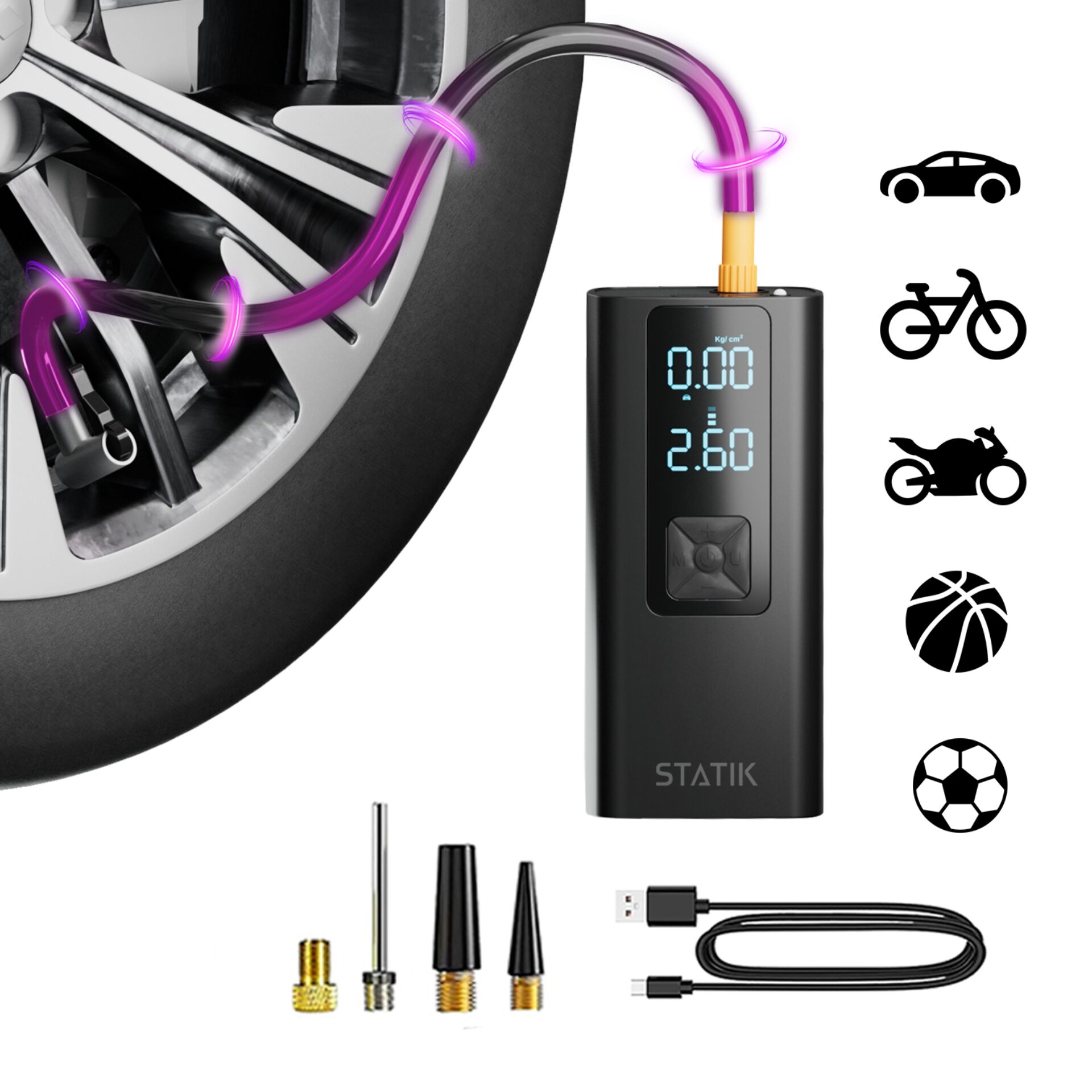 STATIK TireHero Wireless Air Pump 6000mAh Black