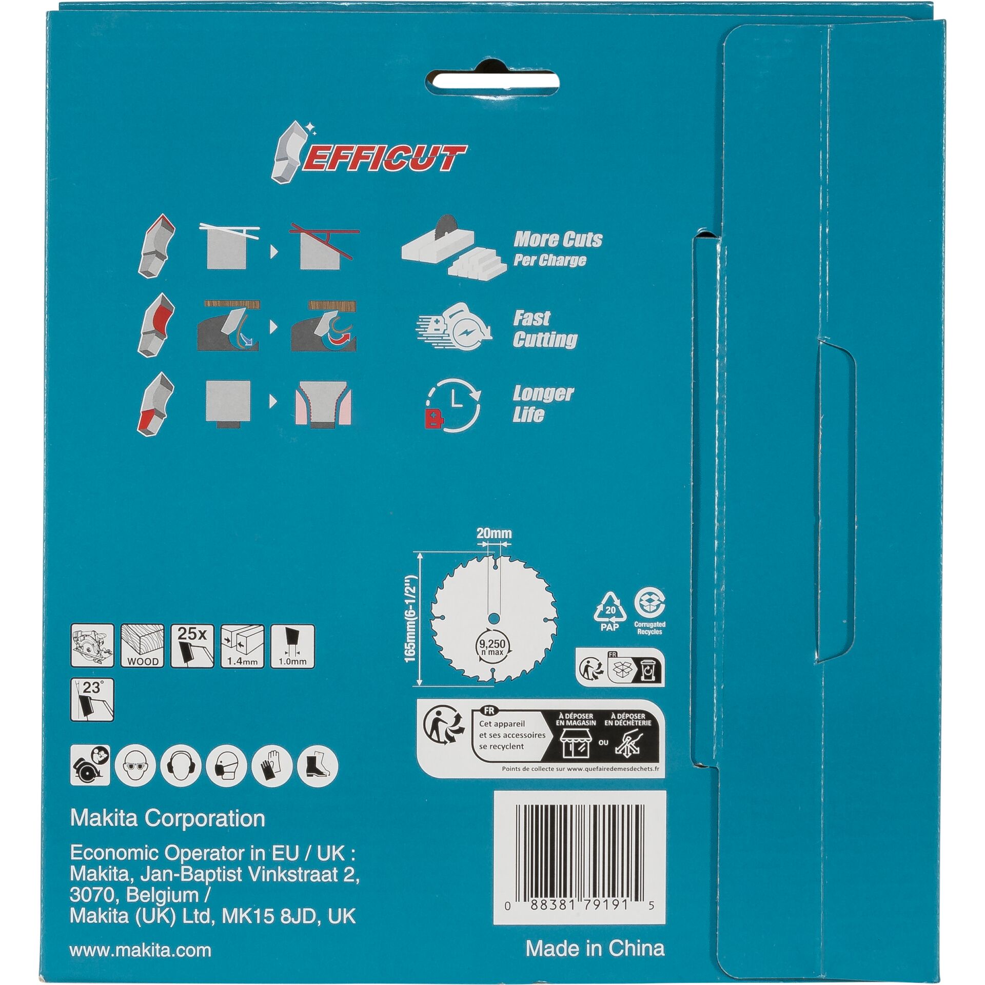 Makita  B-62985-2 EFFICUT Sägeblatt 165x20x25Z