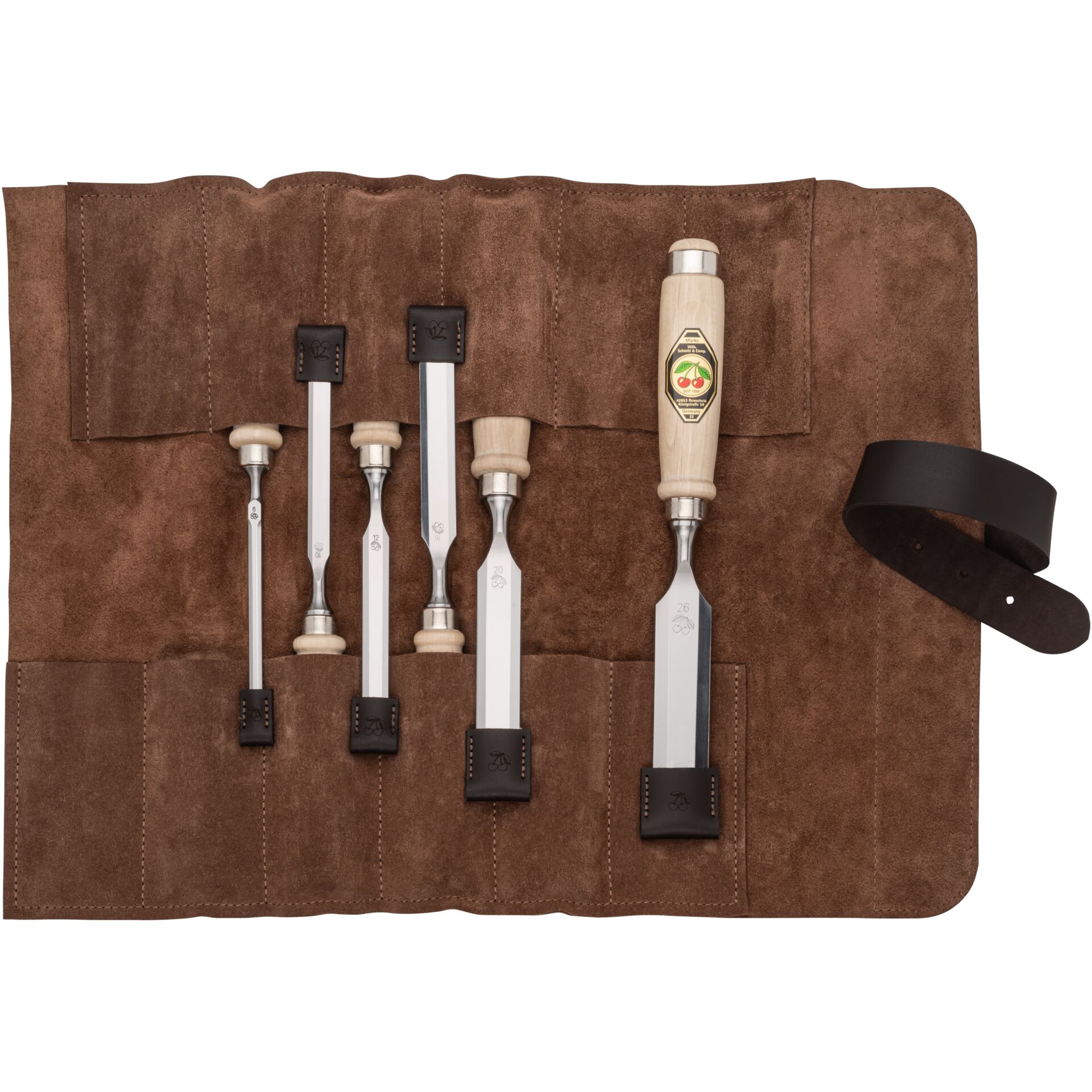 Kirschen Stechbeitelsatz 6-tlg. Ledertasche 6-10-12-16-20-26