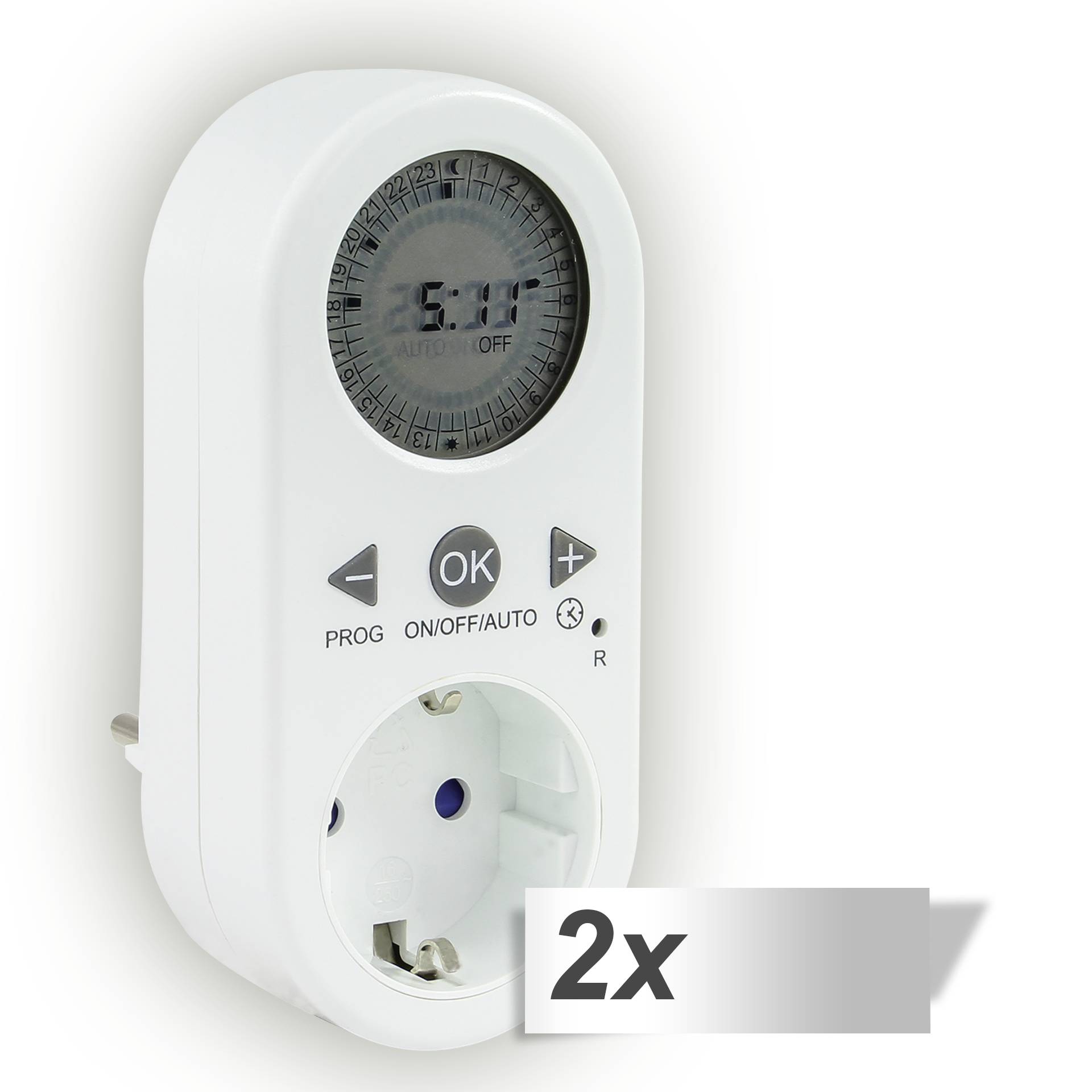 2x REV Zeitschaltuhr digital mit LCD-Anzeige weiß
