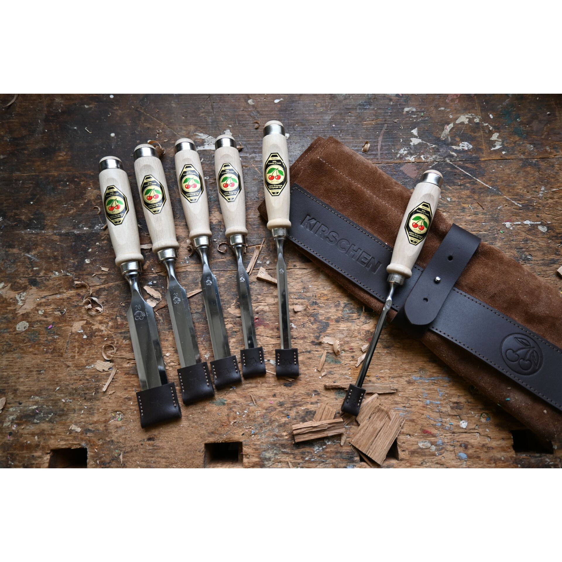 Kirschen Stechbeitelsatz 6-tlg. Ledertasche 6-10-12-16-20-26