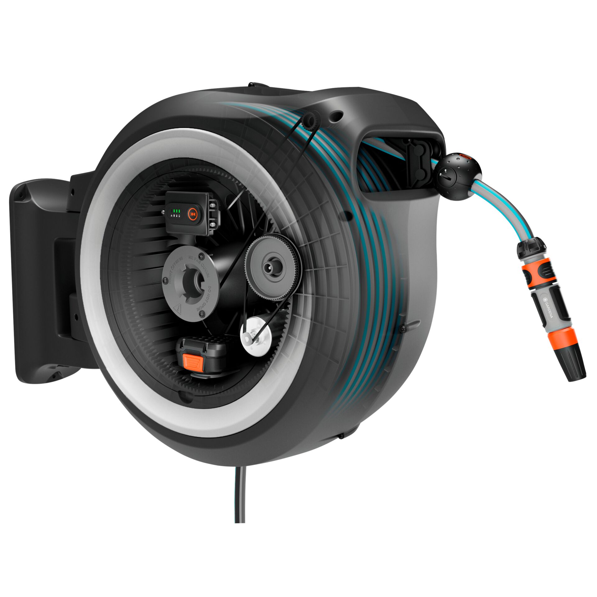 Gardena Akku-Wand-Schlauchbox PowerRoll XL 18V Set weiß 35 m